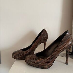Stuart Weitzman Brown Snakeskin Heels